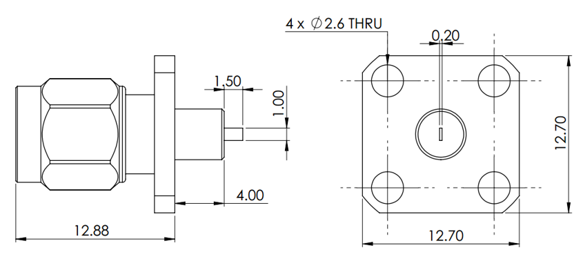 SMA Male Flange Connector